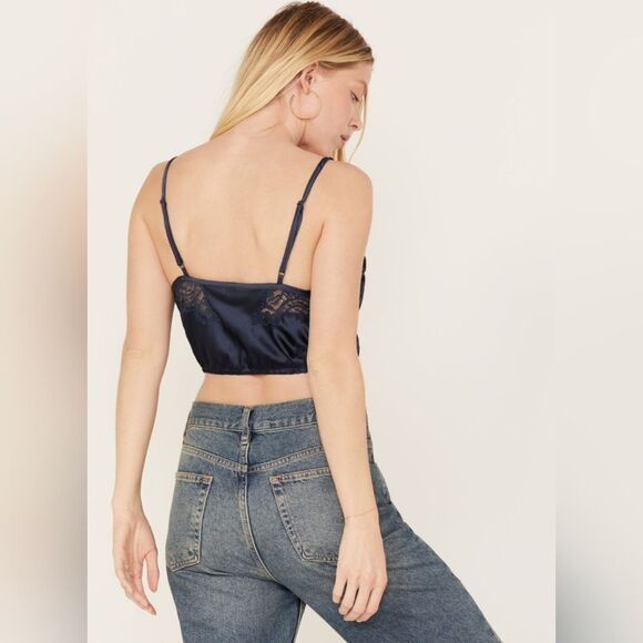 NWOT Free People Intimately Night Out Blouson Brami‎ in Navy Size Small Lace - Picture 4 of 7